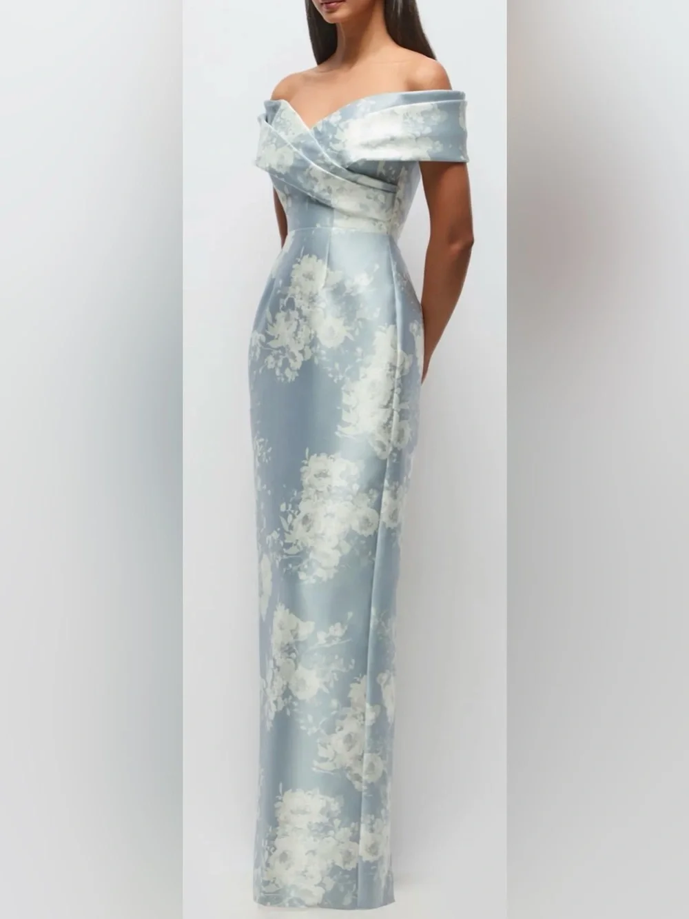 NEW Alfred Sung Constance Off the Shoulder Seraphina Floral Column Gown Sz 12 - Picture 3 of 9